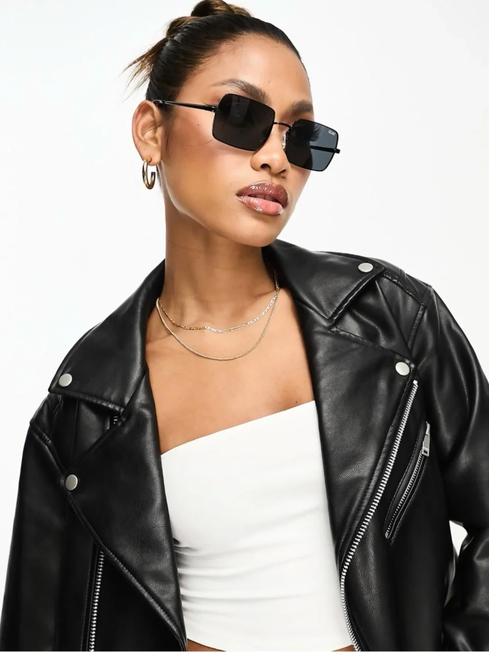 QUAY TTYL Rectangle Sunglasses in Black - Polarized - NWT